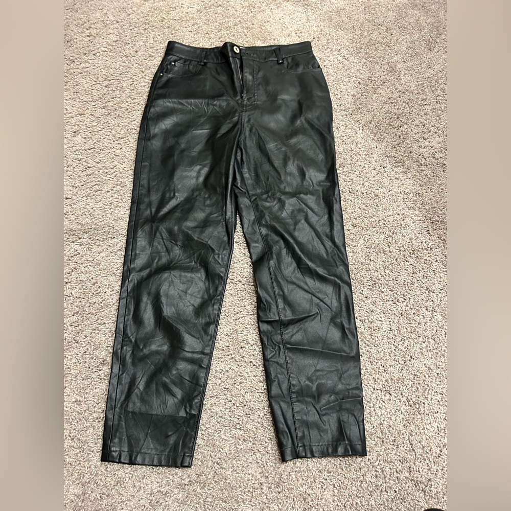 Zara black leather pants size USA 8